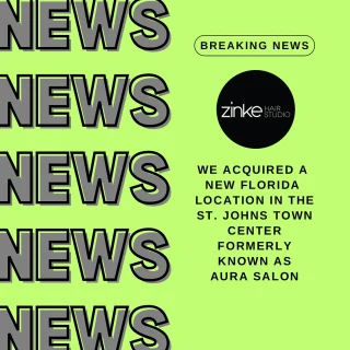 We have News!!! Zinke has acquired another Aveda salon Aura Salon in the St. John’s Town Center Jacksonville FL! Over the next few months we will be elevating the space and experience! Stay tuned for pictures of the space, the team and more! We are so excited as Zinke continues to grow! 🎉🎉🎉 you can book an appointment by calling 904-503-0087